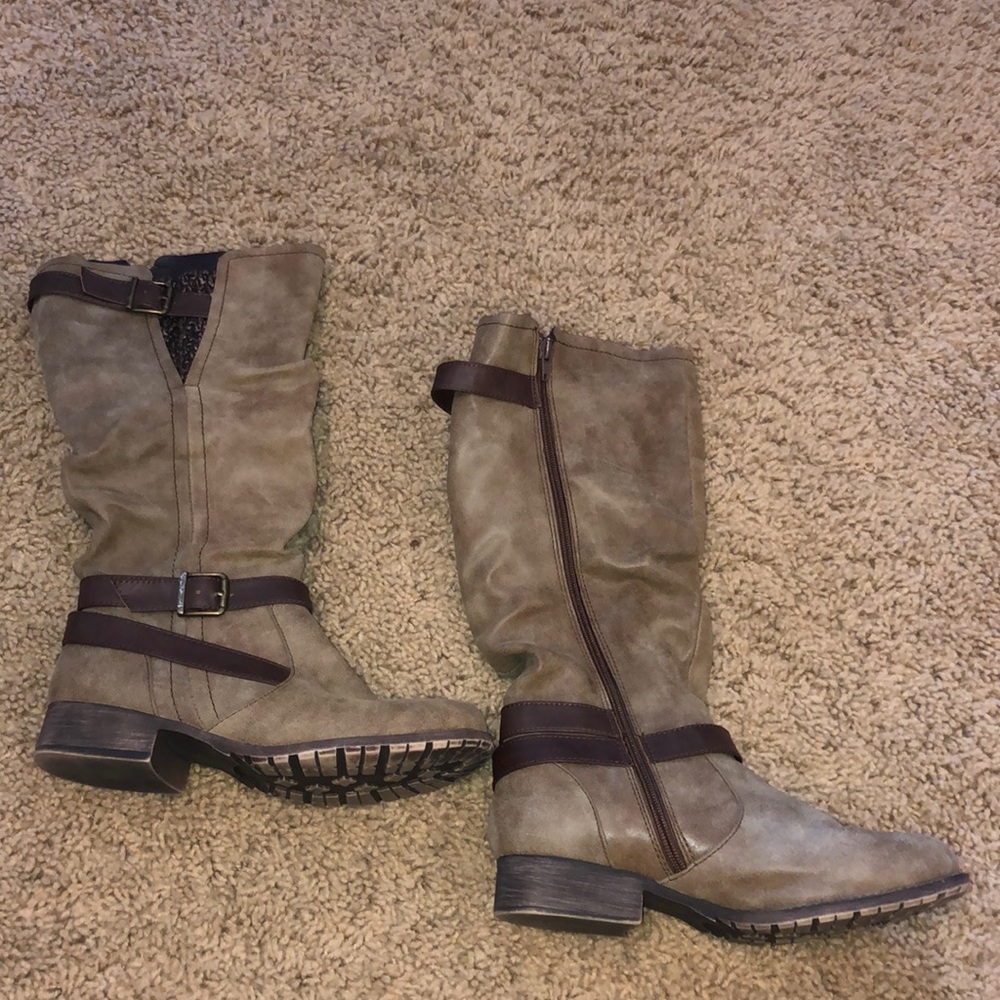 Tan Calf-high Boots